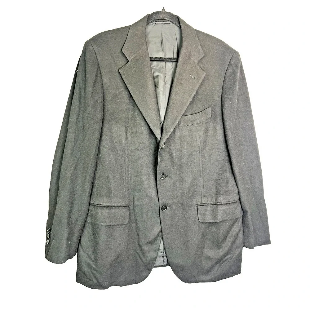 Luciano Barbera Sartoriale 100% Cashmere Blazer BLACK Italy EU52 US‎ 42R